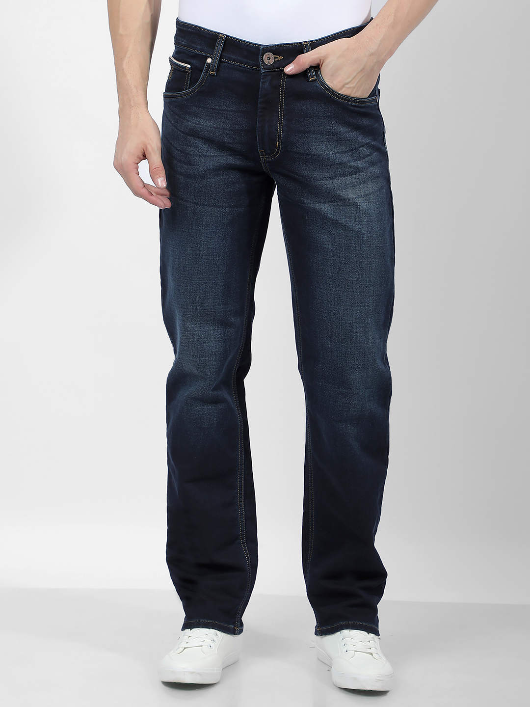 Numero Uno Men Faded Dark Blue Jeans